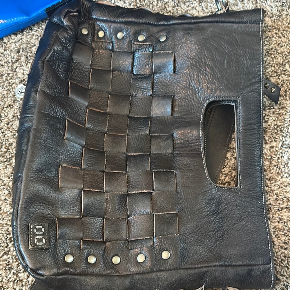 Bed Stu Black Woven Leather Shoulder Bag - Picture 11 of 16